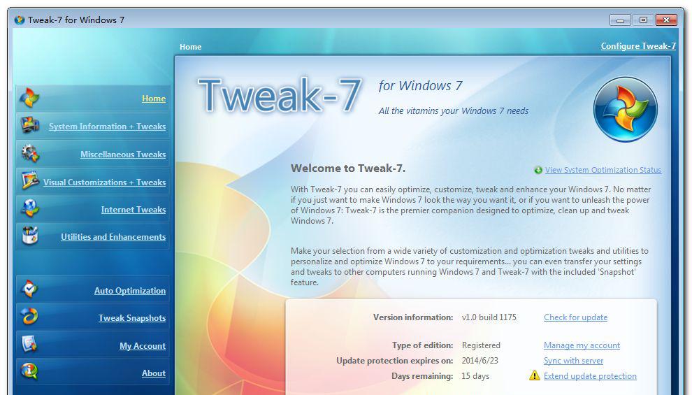 Tweak-7 v1.0 Build 1175 ע | ŻWin7ϵͳ