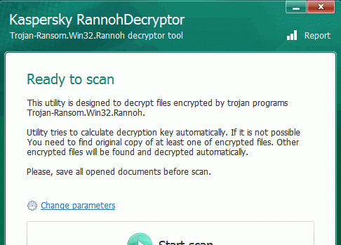 Trojan-Ransom.Win32.Rannoh专杀工具:Kaspersky RannohDecryp V1.2 官方版