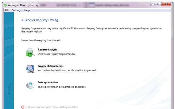auslogics registry defrag portable